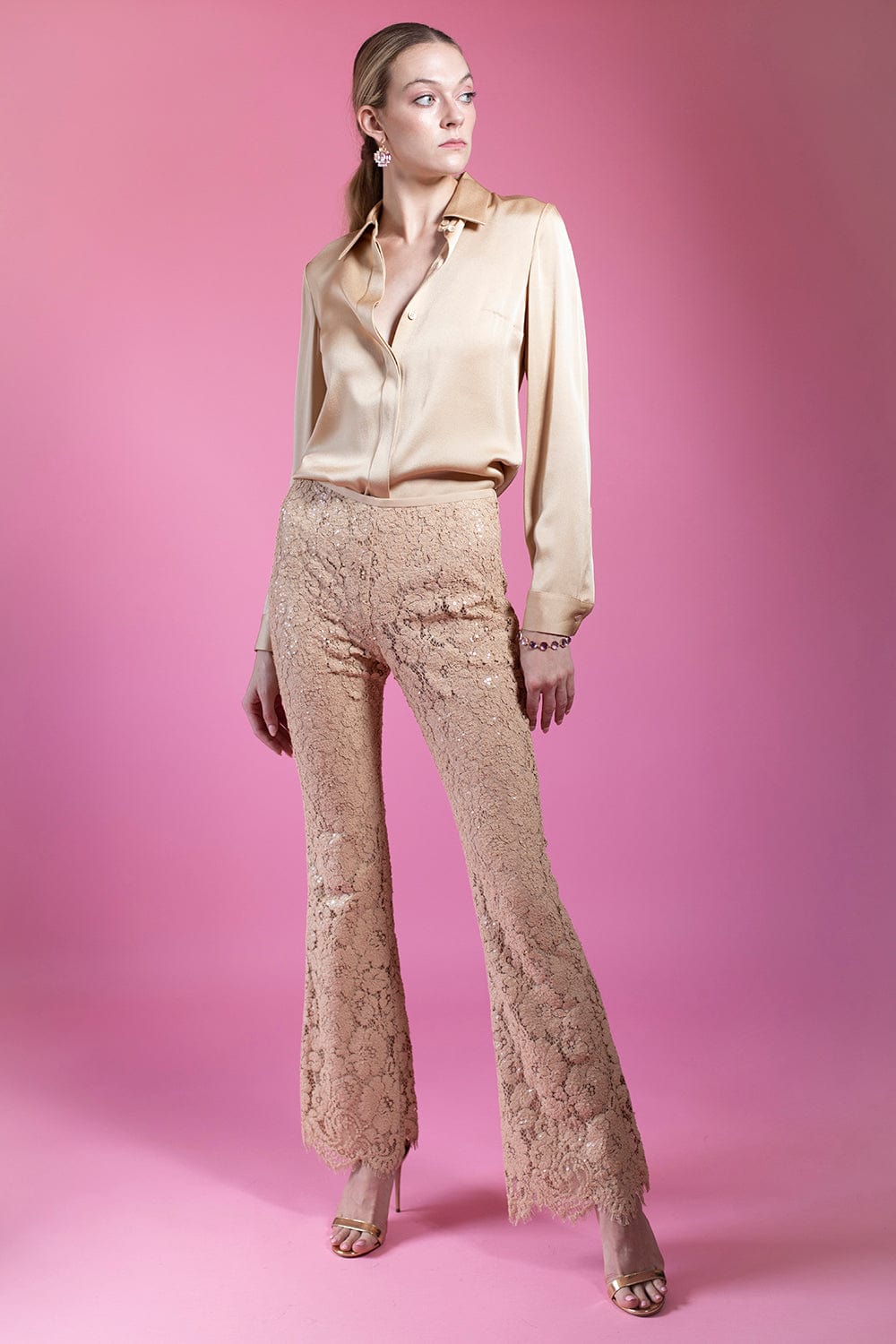 MICHAEL KORS-Paillette Lace Flare Pant - Floral-