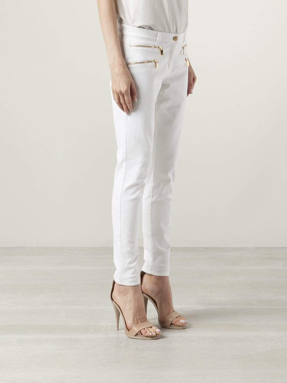 MICHAEL KORS-Skinny Zip Gold Detail Jean-