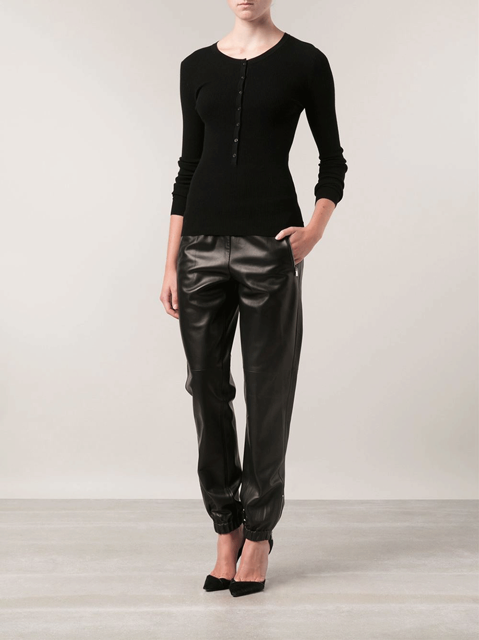 MICHAEL KORS-Leather Track Pant-