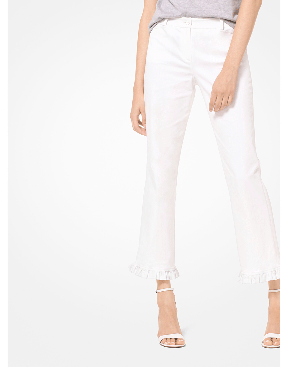 MICHAEL KORS-Cotton Ruffle Hem Trouser-