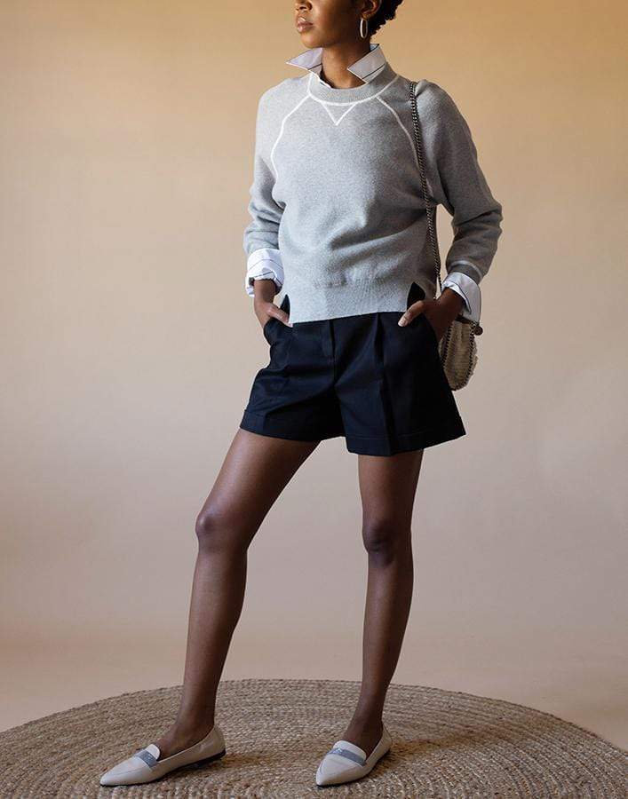 MICHAEL KORS-Long Pleated Cuffed Short-