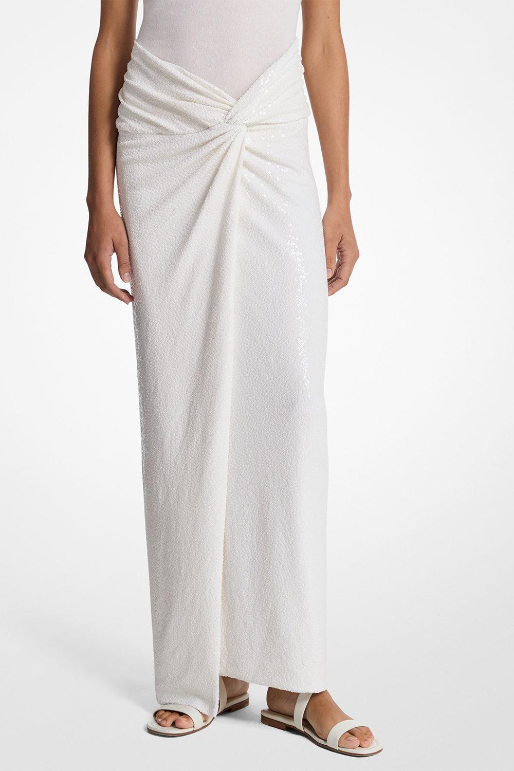 Embellished Pareo Skirt-OPTIC WH-4-CLOTHINGSKIRTEVENING-MICHAEL KORS COLLECTION