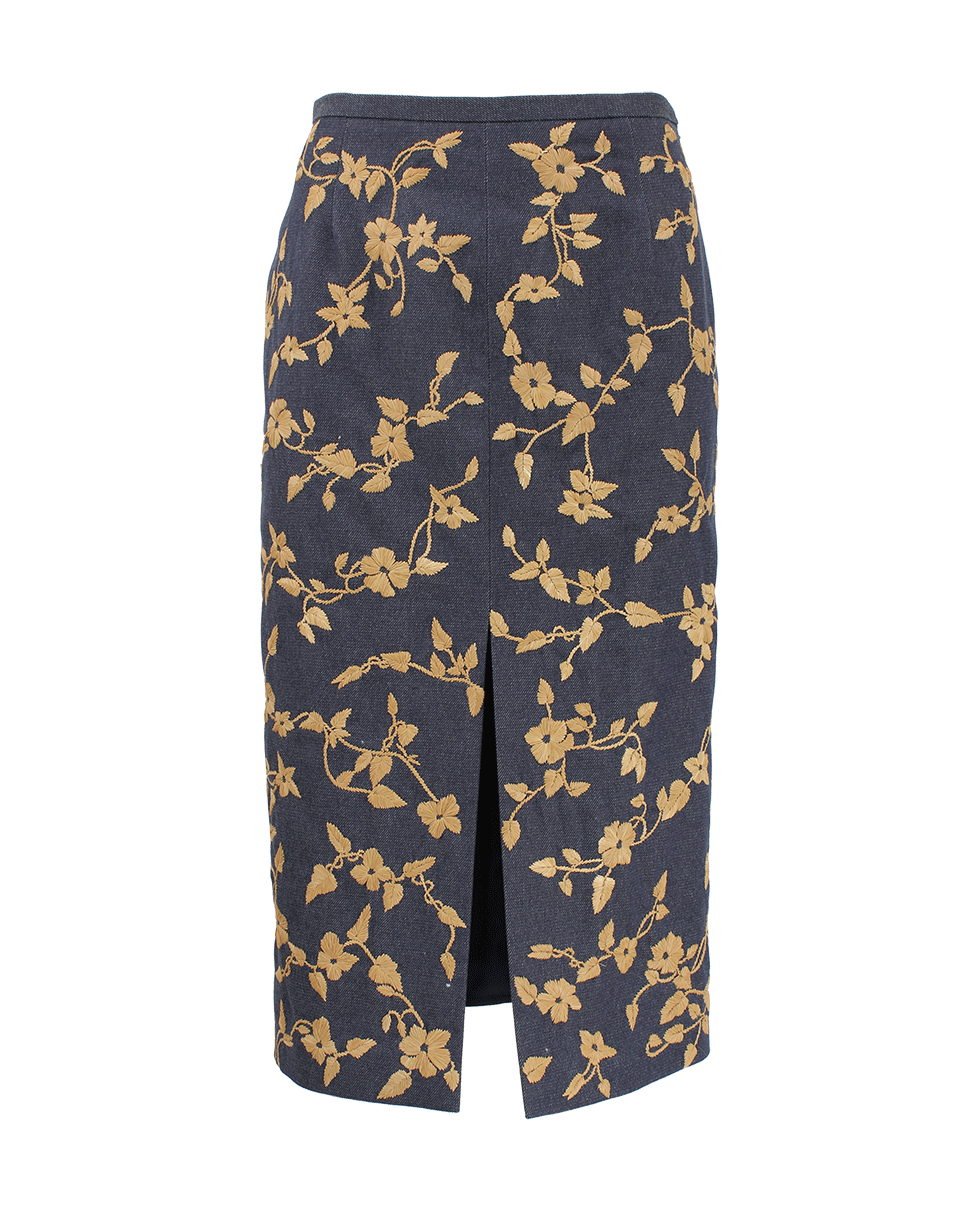 MICHAEL KORS-Raffia Embroidered Pencil Skirt-