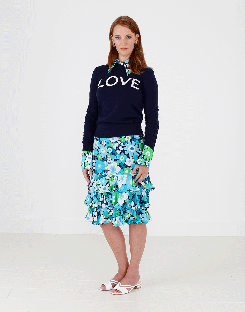 MICHAEL KORS-Floral Ruffle Skirt-