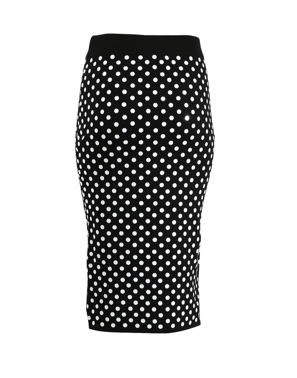 MICHAEL KORS-Embroidered Polka Dot Knit Skirt-