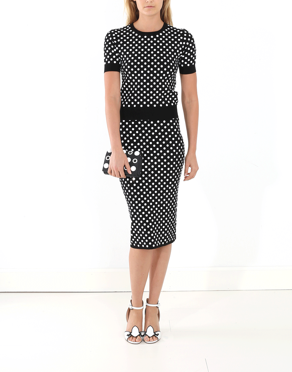 MICHAEL KORS-Embroidered Polka Dot Knit Skirt-