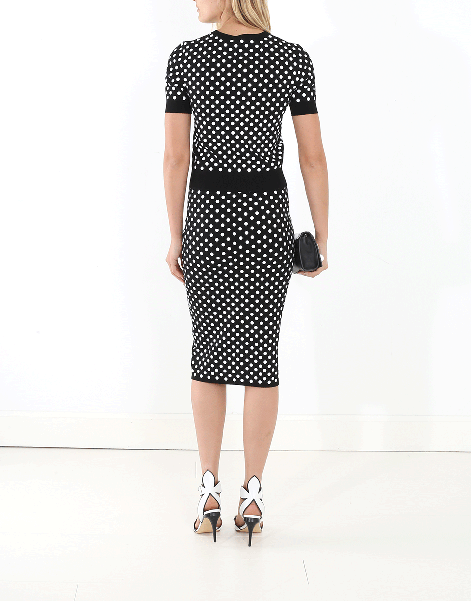 MICHAEL KORS-Embroidered Polka Dot Knit Skirt-