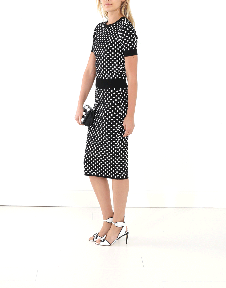 MICHAEL KORS-Embroidered Polka Dot Knit Skirt-