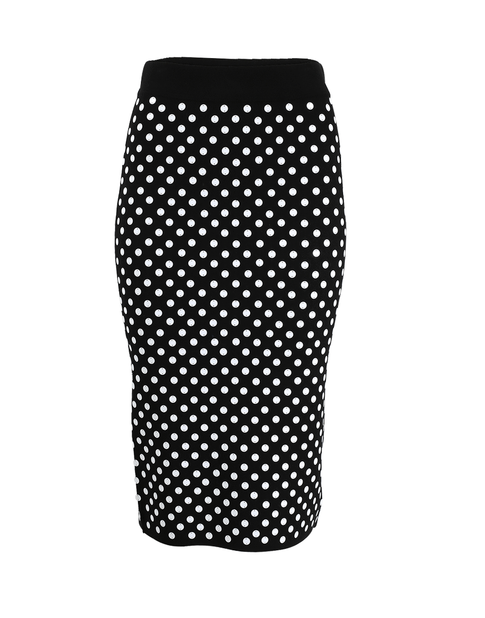 MICHAEL KORS-Embroidered Polka Dot Knit Skirt-