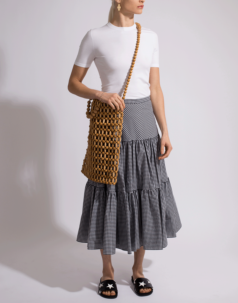 MICHAEL KORS-Tiered Gingham Print Skirt-