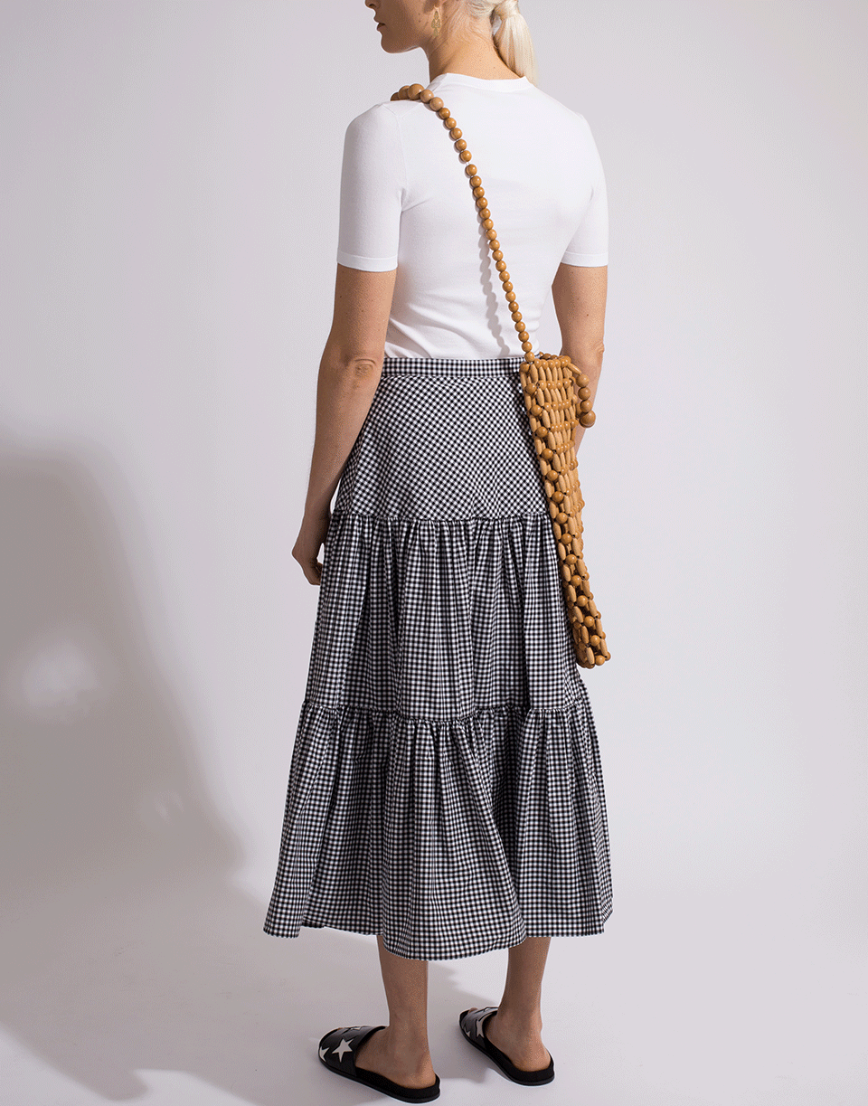MICHAEL KORS-Tiered Gingham Print Skirt-
