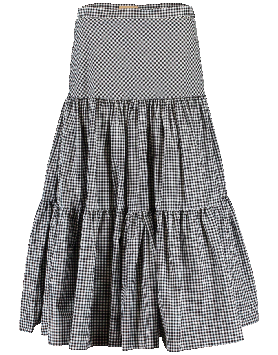 MICHAEL KORS-Tiered Gingham Print Skirt-