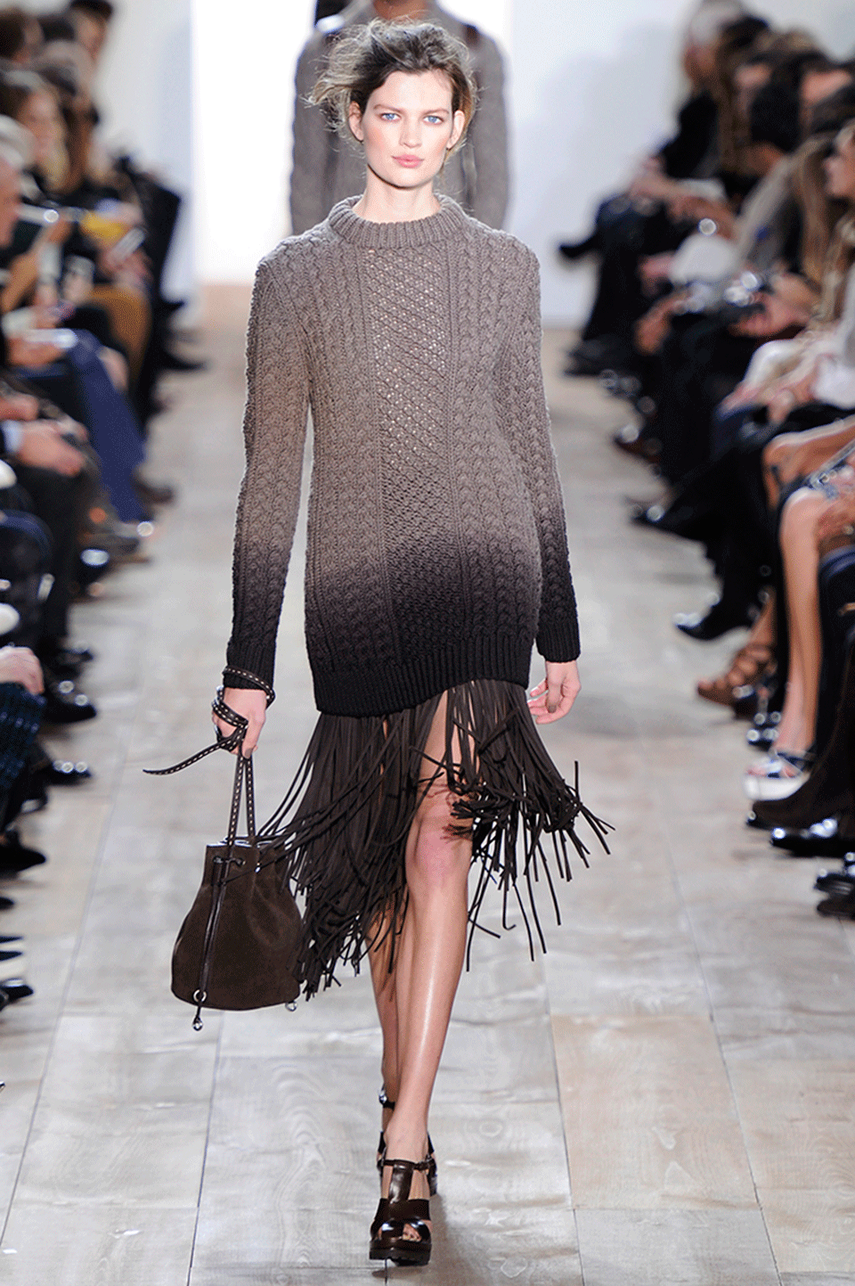 MICHAEL KORS-Suede Fringe Skirt-CHOCOLAT