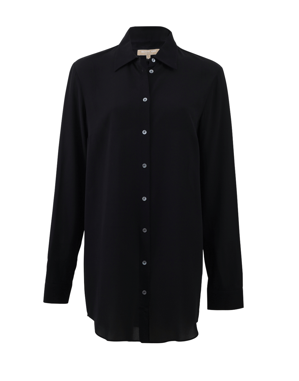 MICHAEL KORS-Long Silk Blouse-BLACK