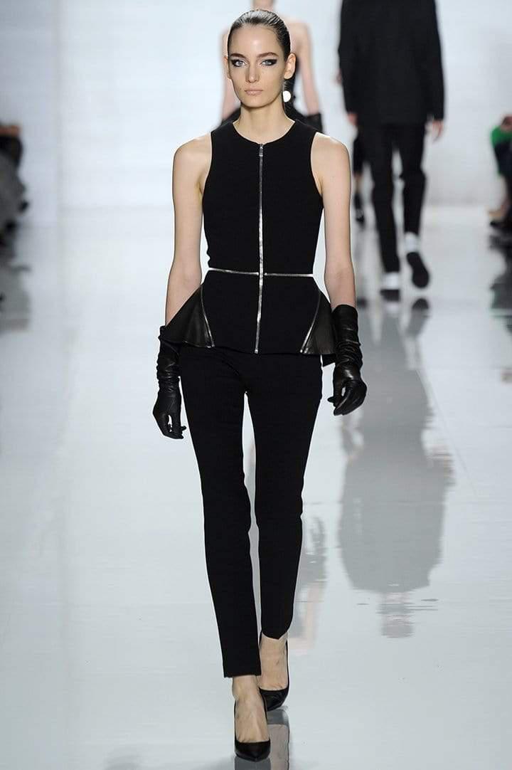 MICHAEL KORS-Peplum Zip Top with Leather-