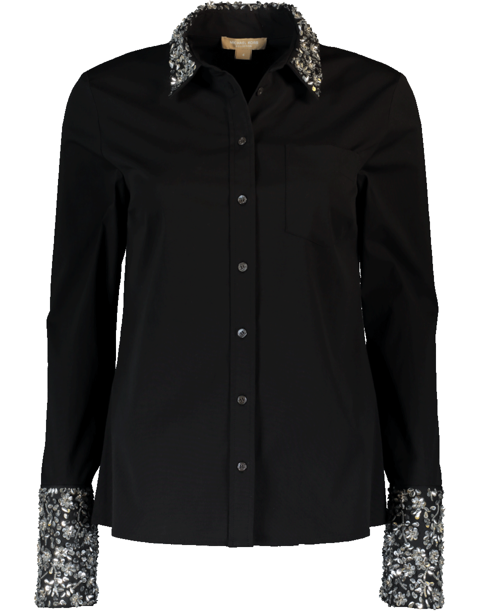 MICHAEL KORS-Embroidered French Cuff Shirt-