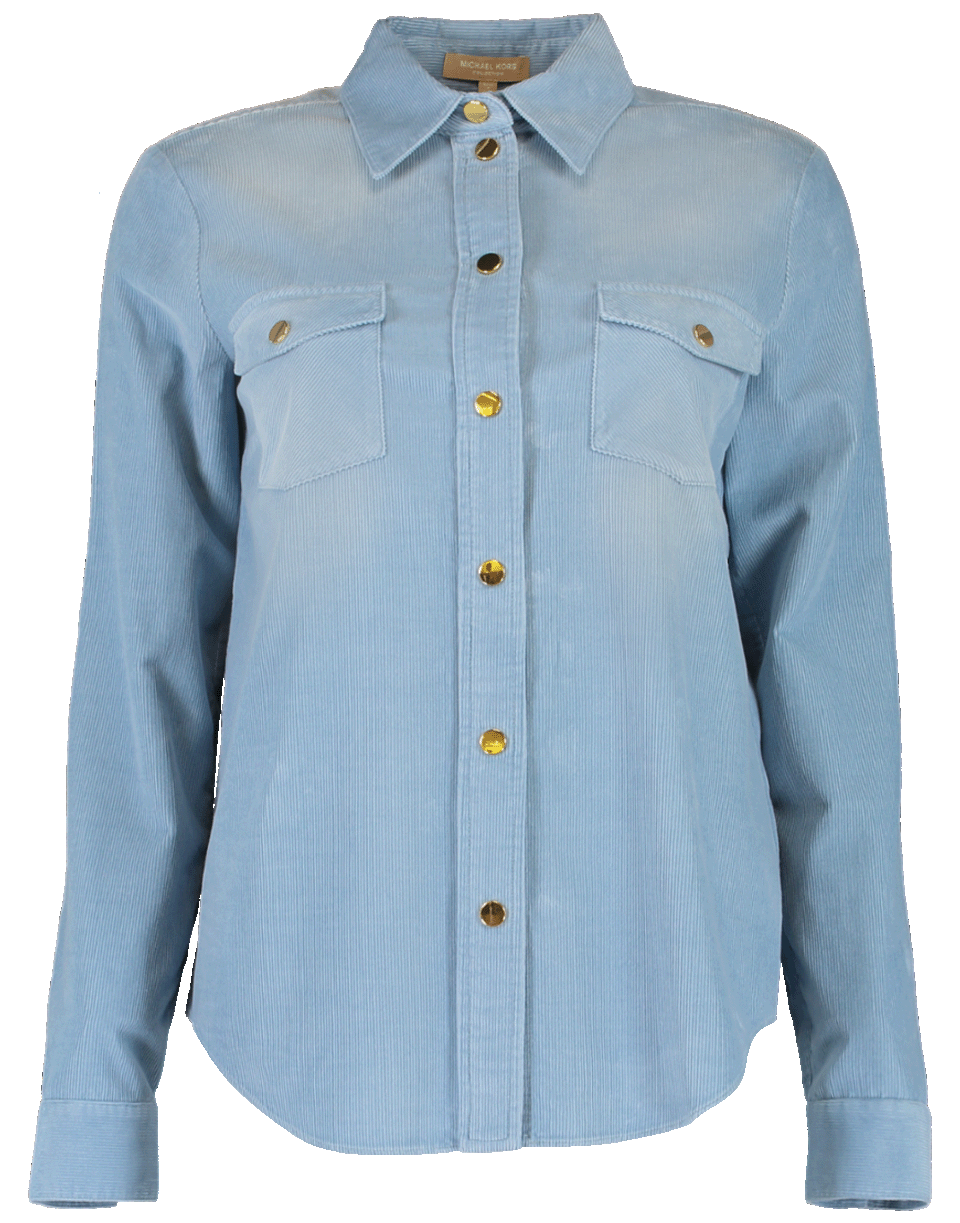 MICHAEL KORS-Snap Down Blouse-CHAMBRAY