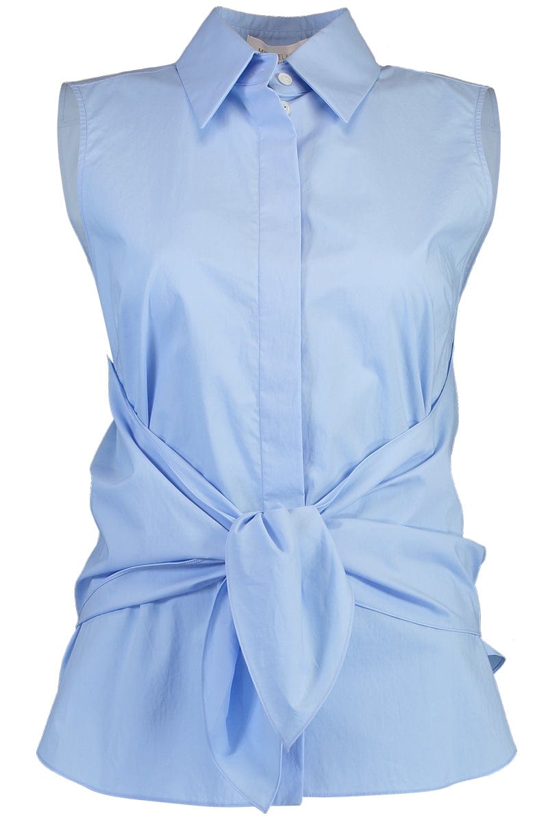 MICHAEL KORS-Front Tie Sleeveless Shirt - Oxford-
