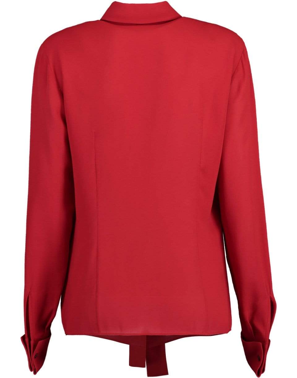 MICHAEL KORS-Silk Georgette French Cuff Blouse-SCARLET