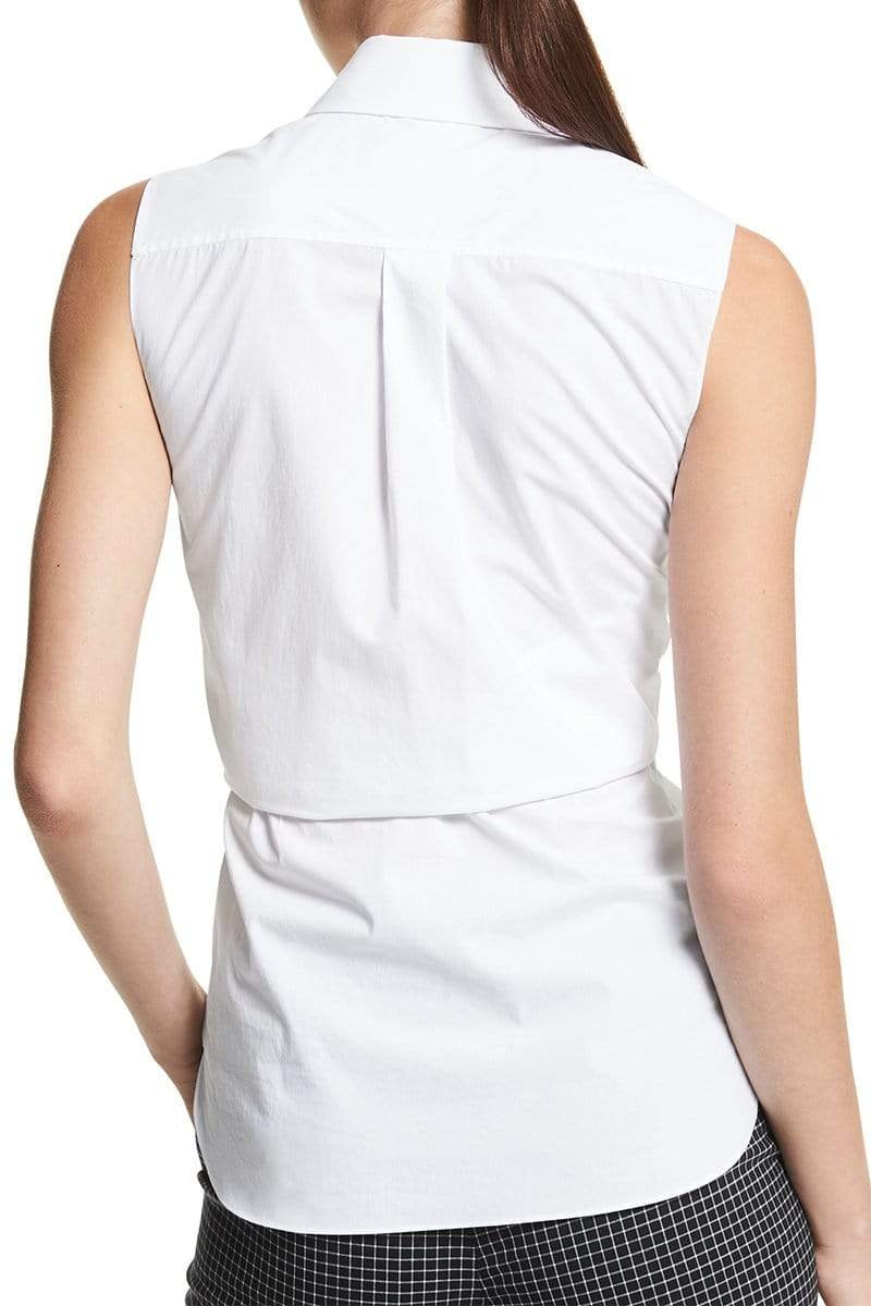 MICHAEL KORS-Front Tie Sleeveless Shirt - White-