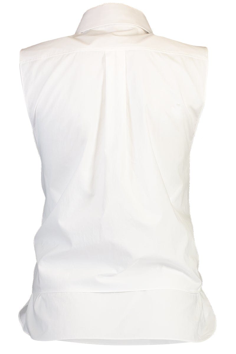 MICHAEL KORS-Front Tie Sleeveless Shirt - White-