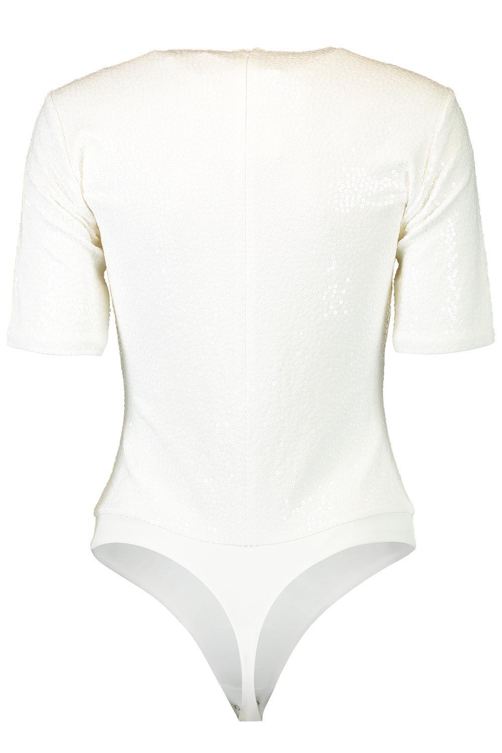Embellished Tee Bodysuit-OPTIC WH-S-CLOTHINGTOPBODYSUIT-MICHAEL KORS COLLECTION