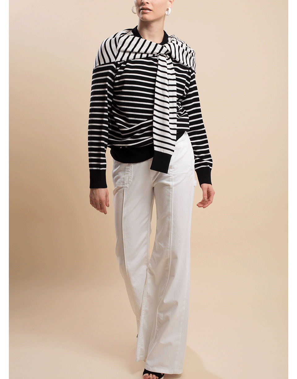 MICHAEL KORS-Striped Shoulder Sleeve Crewneck-