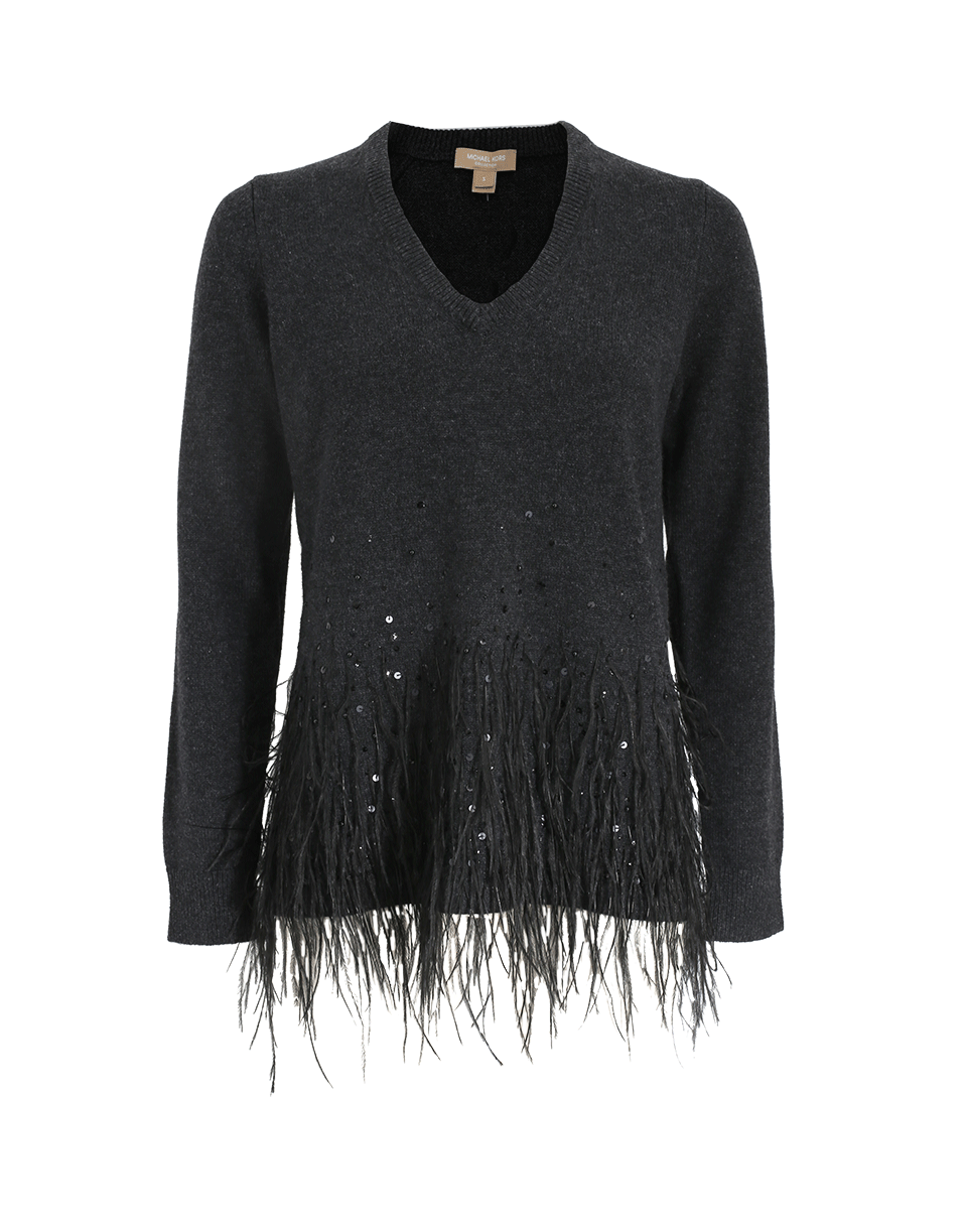 MICHAEL KORS-Ostrich Feather Pullover-