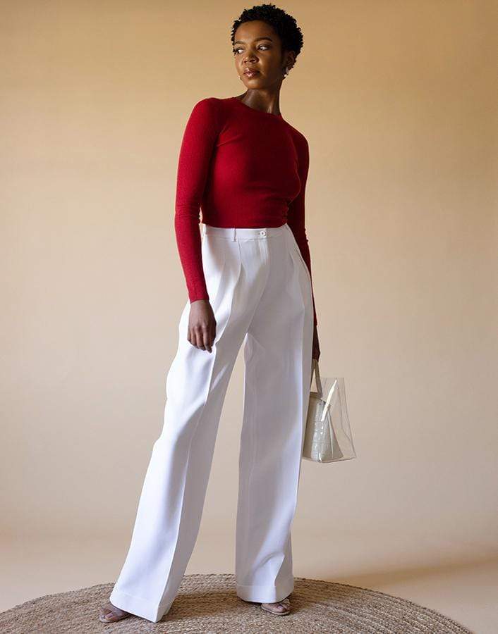 MICHAEL KORS-Crimson Featherweight Cashmere Top-