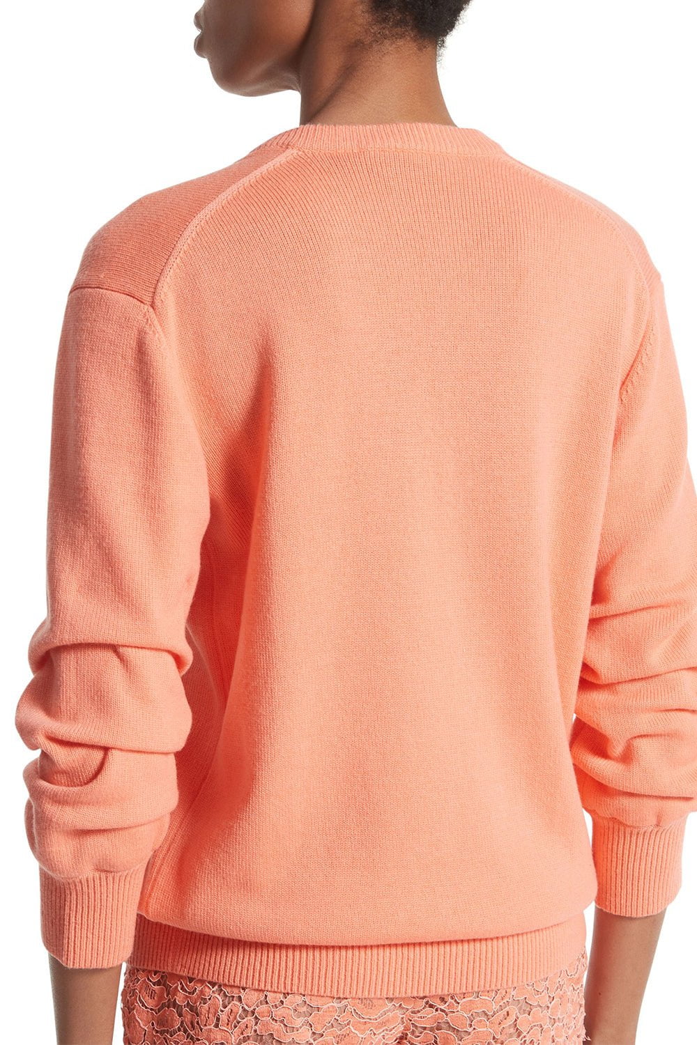 Crushed Sleeve Sweater - Melon CLOTHINGTOPKNITS MICHAEL KORS COLLECTION   