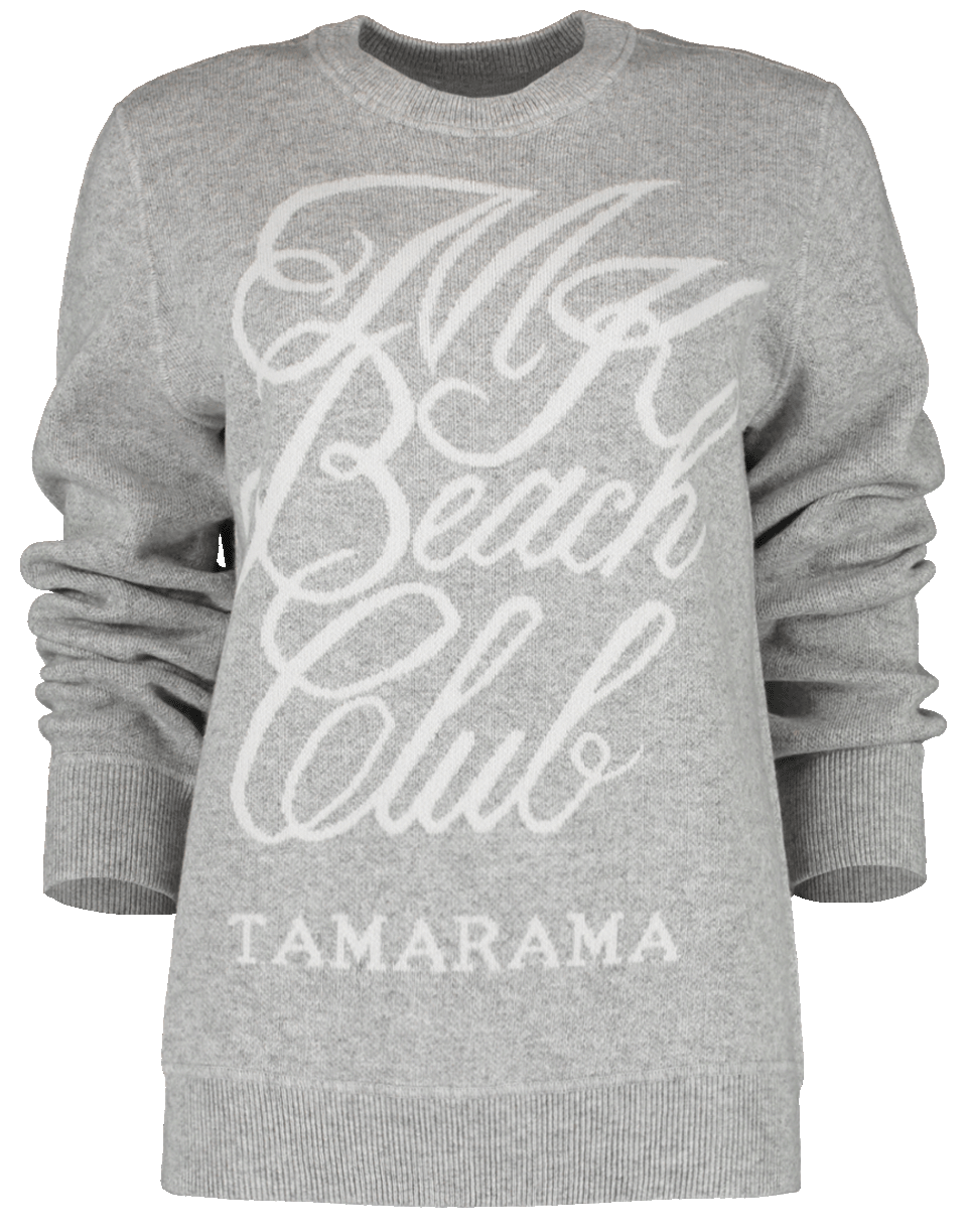 MICHAEL KORS-MK Beach Club Crewneck Pullover-GREY WHITE