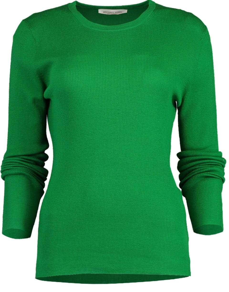 Kelly Green Long Sleeve Crewneck Knit MICHAEL KORS COLLECTION