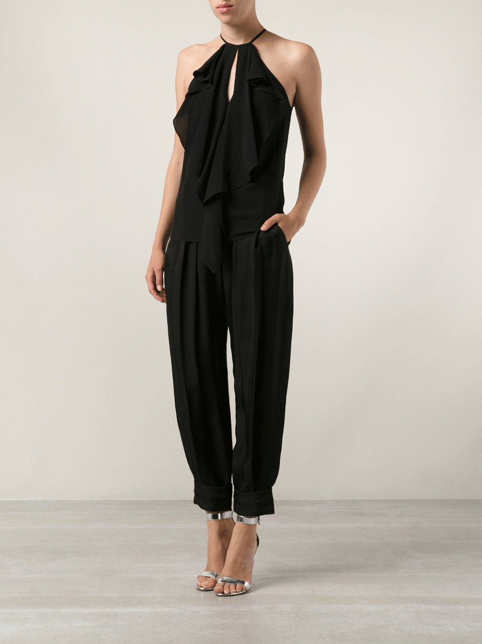 MICHAEL KORS-Ruffle Halter Top-