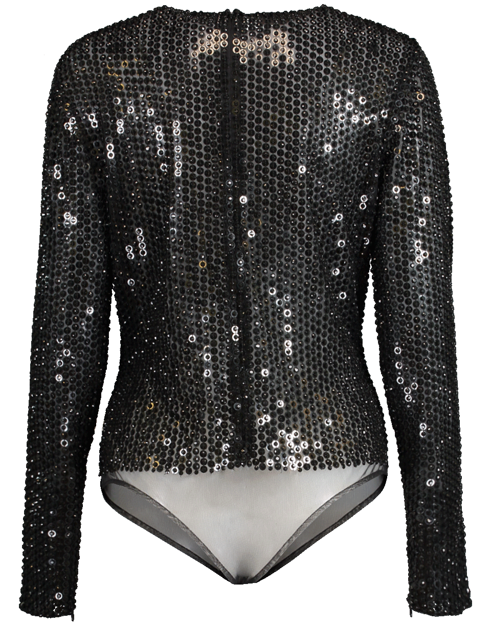 MICHAEL KORS-Embroidered Crewneck Bodysuit-BLACK
