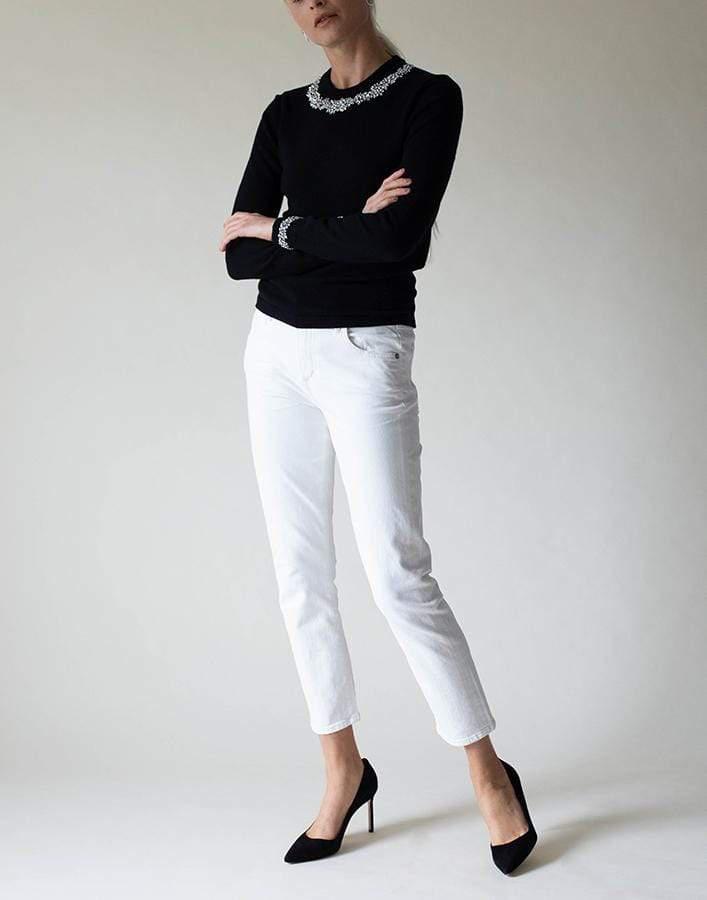 MICHAEL KORS-Crystal Necklace Crewneck-BLACK