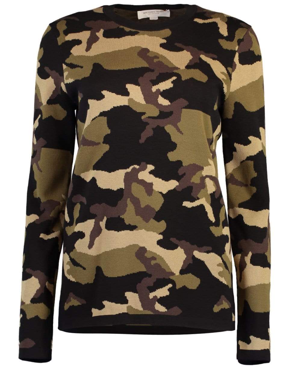 MICHAEL KORS-Camo Pullover Top-
