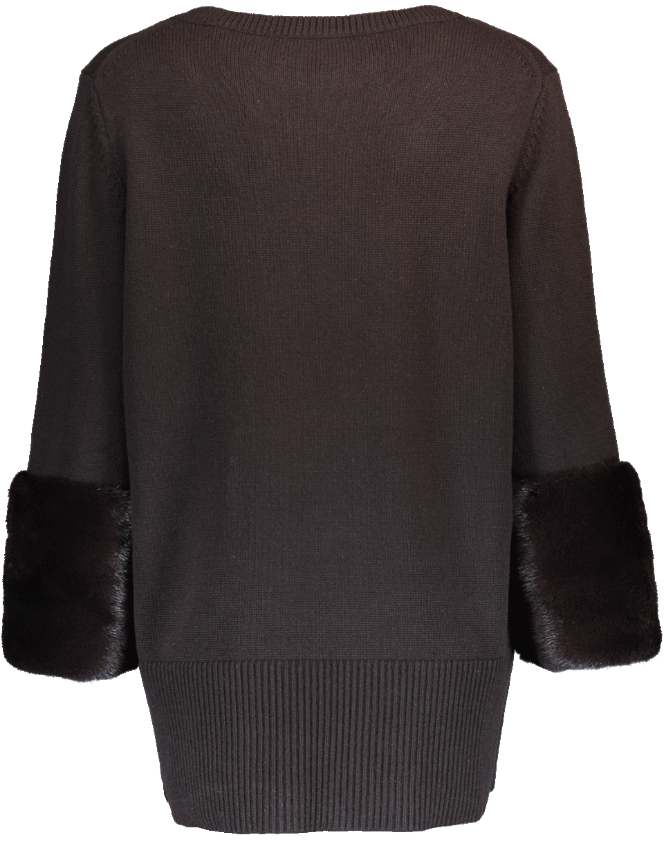 MICHAEL KORS-Mink Cuff Pullover-CHOCOLAT