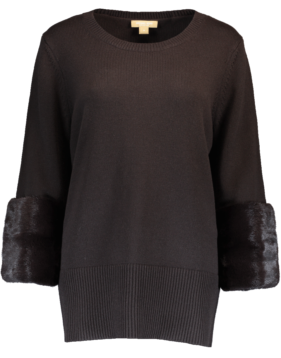 MICHAEL KORS-Mink Cuff Pullover-CHOCOLAT