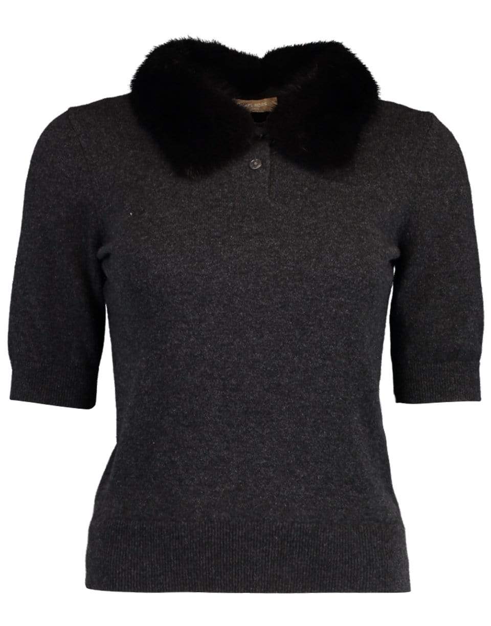 MICHAEL KORS-Mink Collar Polo-GRAY