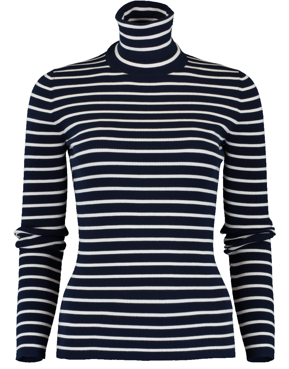 MICHAEL KORS-Striped Turtleneck Top-