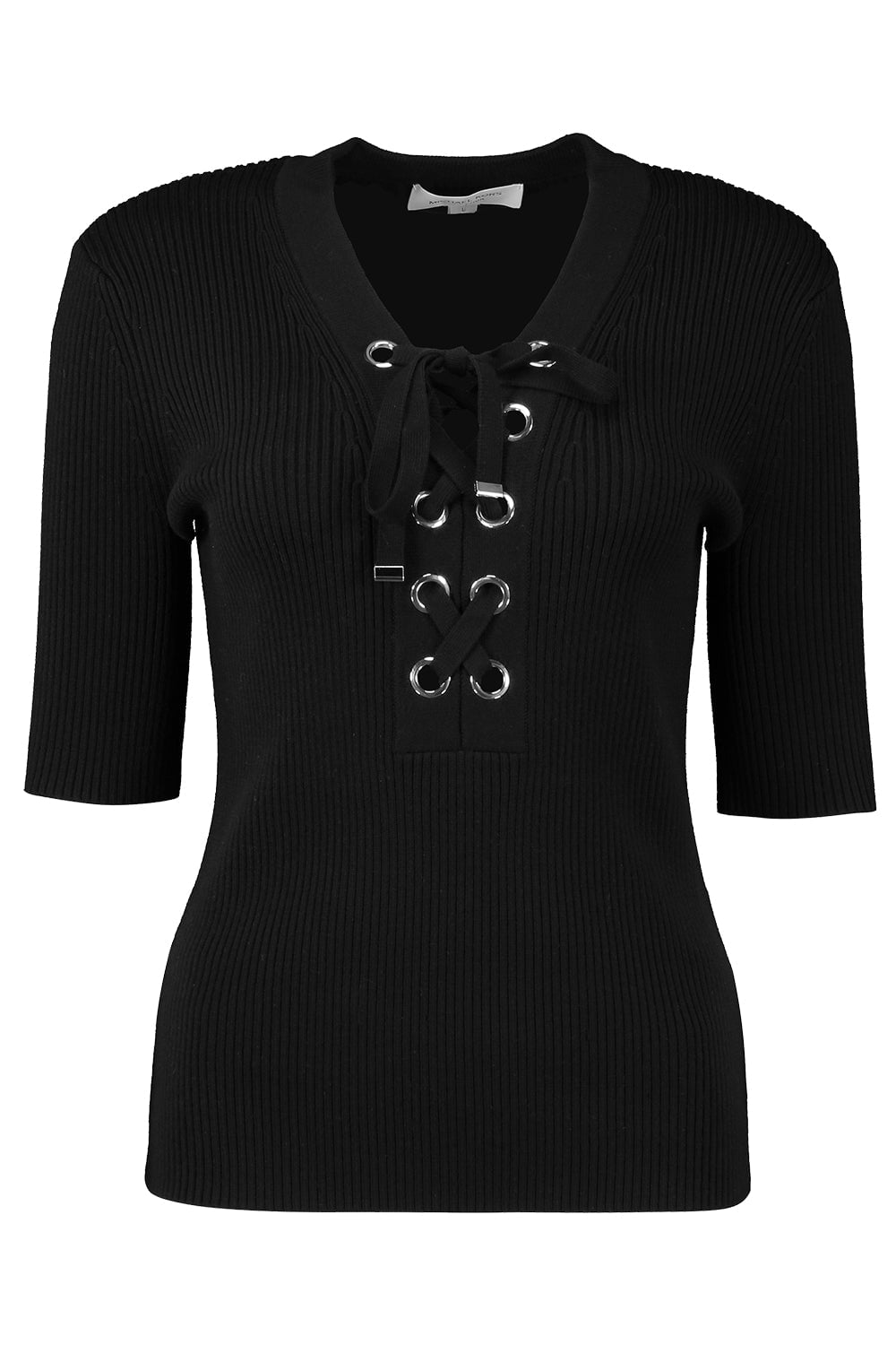 MICHAEL KORS-Lace Up Tee - Black-