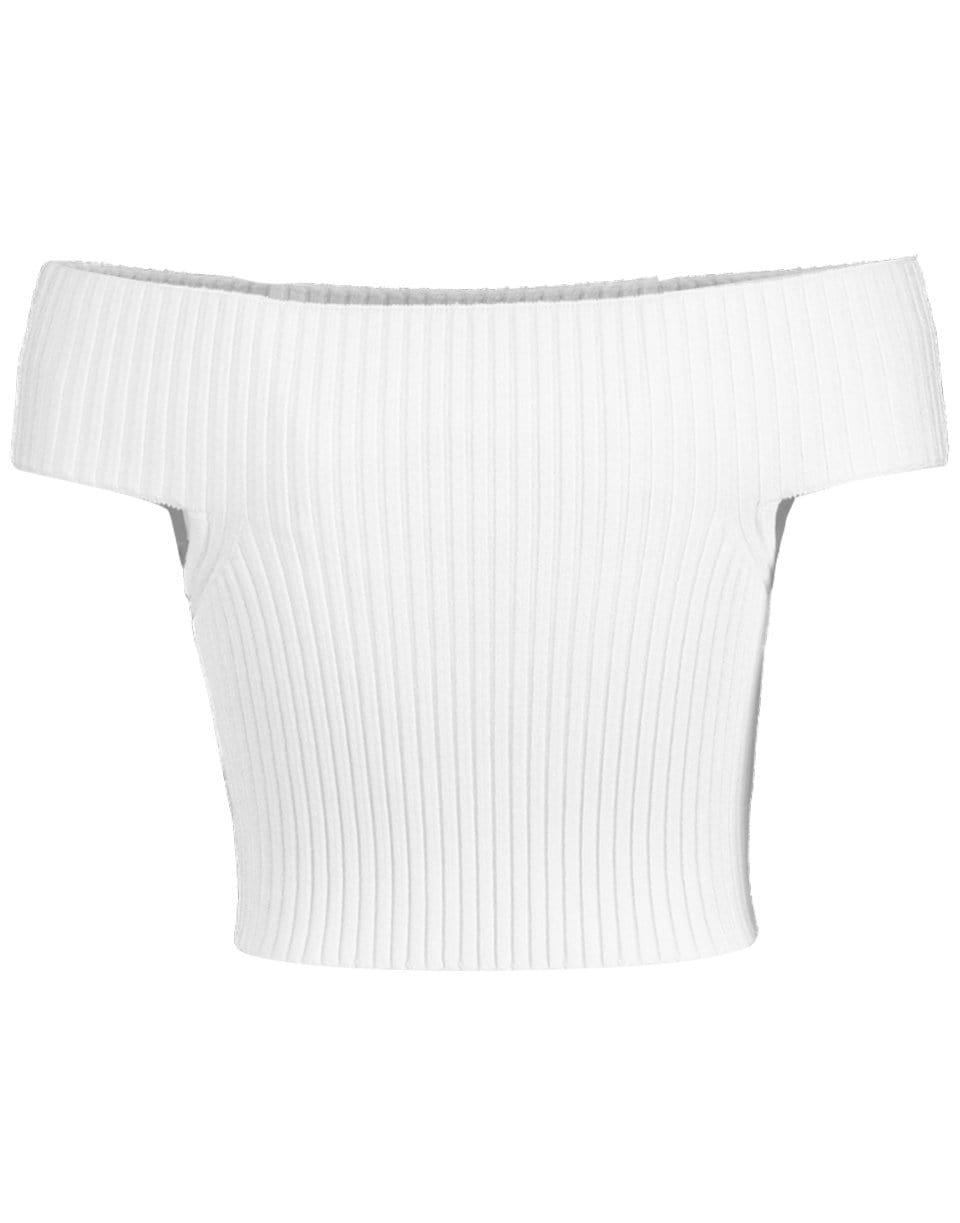 MICHAEL KORS-Off Shoulder Crop Top Tee-