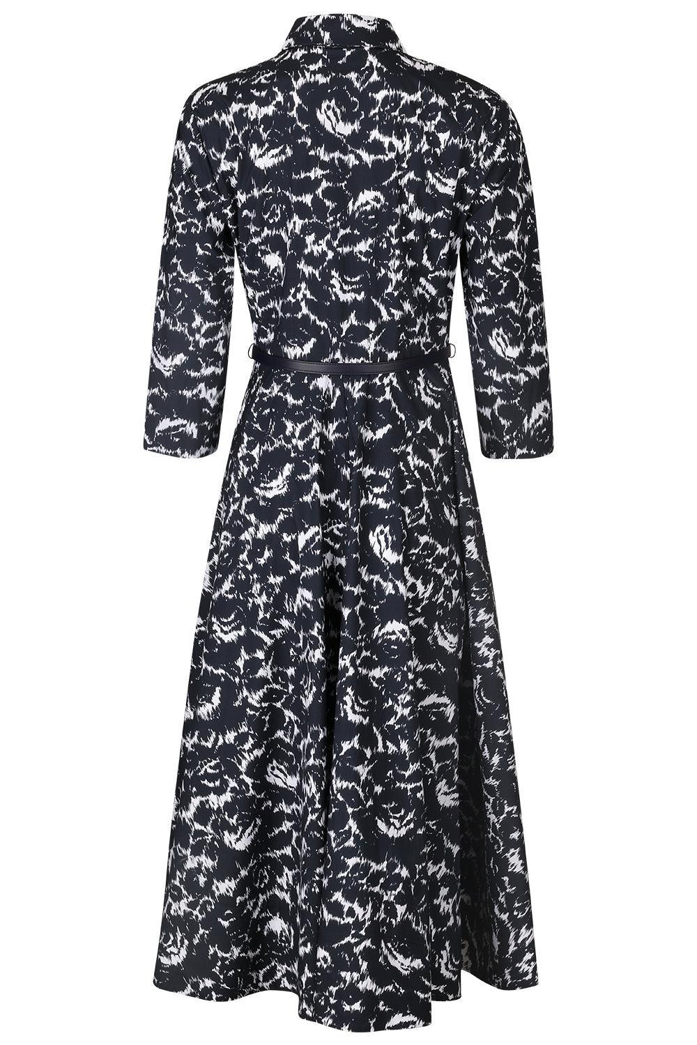 Quarter Sleeve Belted Shirt Dress-STRIPE-4-CLOTHINGDRESSCASUAL-MICHAEL KORS COLLECTION