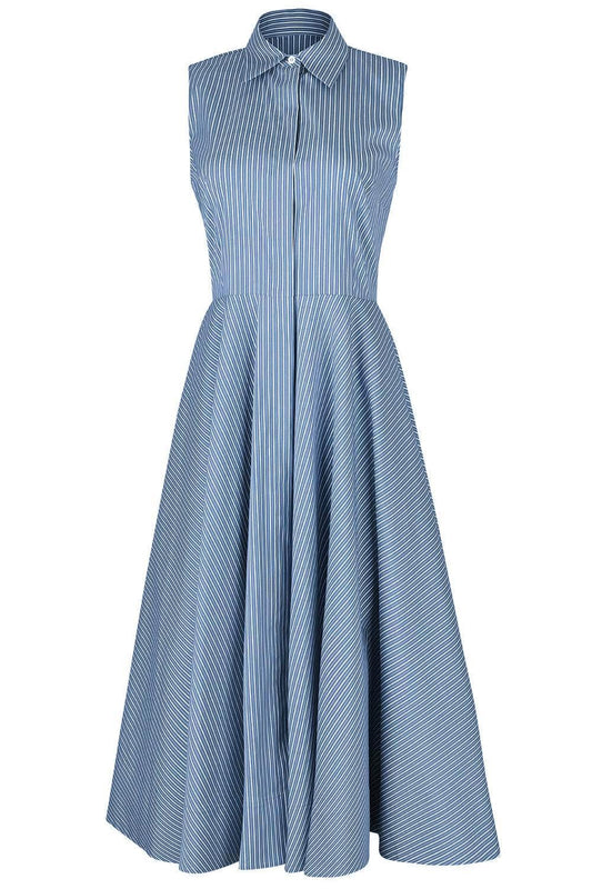 Sleeveless Midi Shirt Dress-STRIPE-4-CLOTHINGDRESSCASUAL-MICHAEL KORS COLLECTION