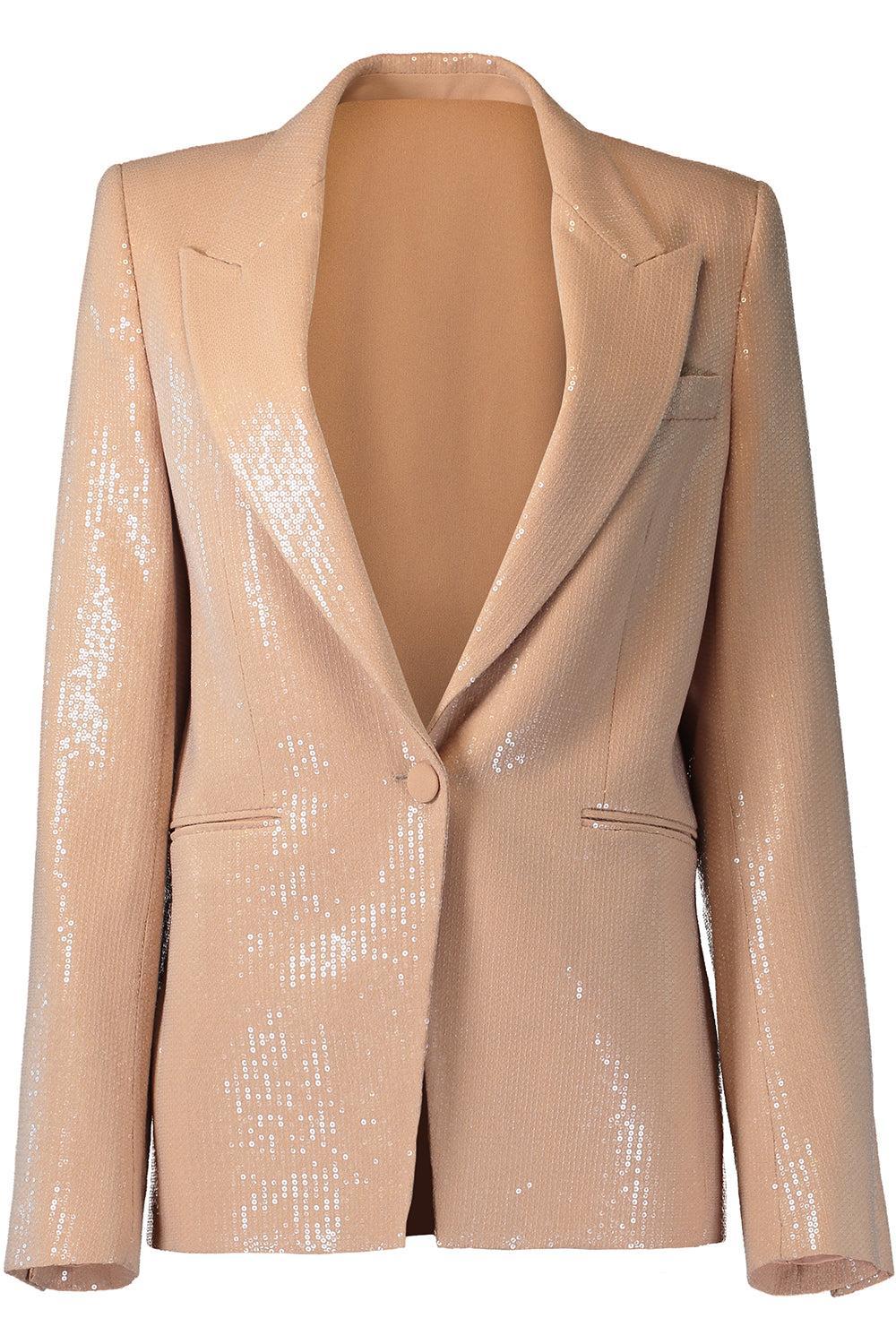 Carly Sequin Peak Lapel Blazer-BROWN-4-CLOTHINGJACKETBLAZERS-MICHAEL KORS COLLECTION