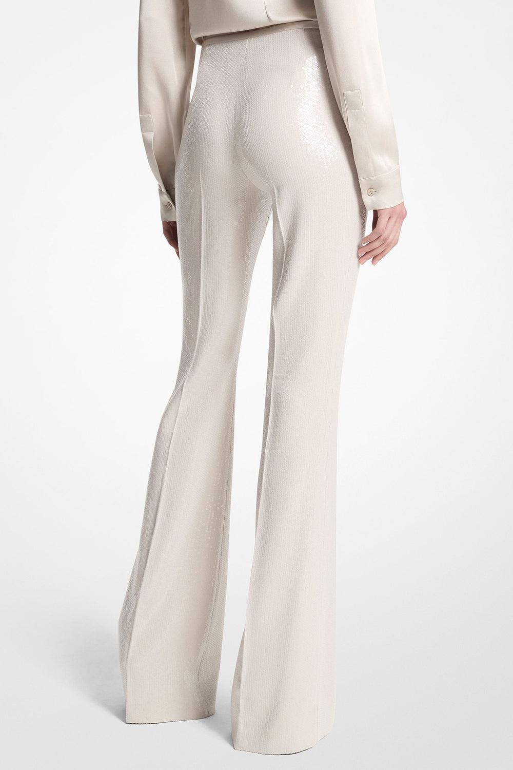 Side Zip Flare Pant-OYSTER-4-CLOTHINGPANTEVENING-MICHAEL KORS COLLECTION