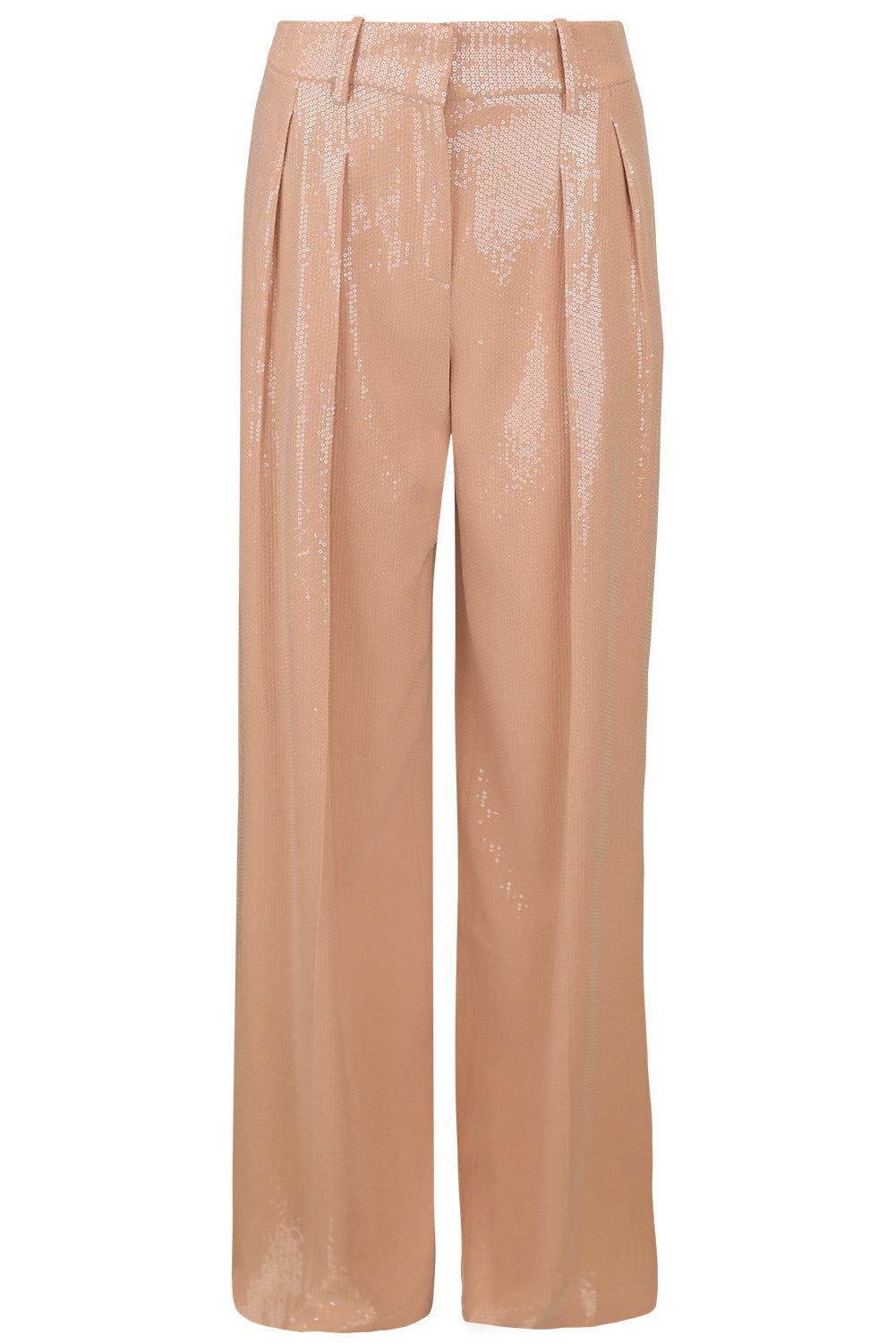  Sequin Pleated Slouch Trouser-BROWN-4-CLOTHINGPANTWIDE LEG-MICHAEL KORS COLLECTION 