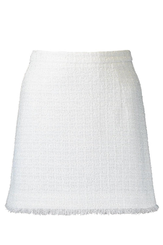 Fringed Tweed Mini Skirt