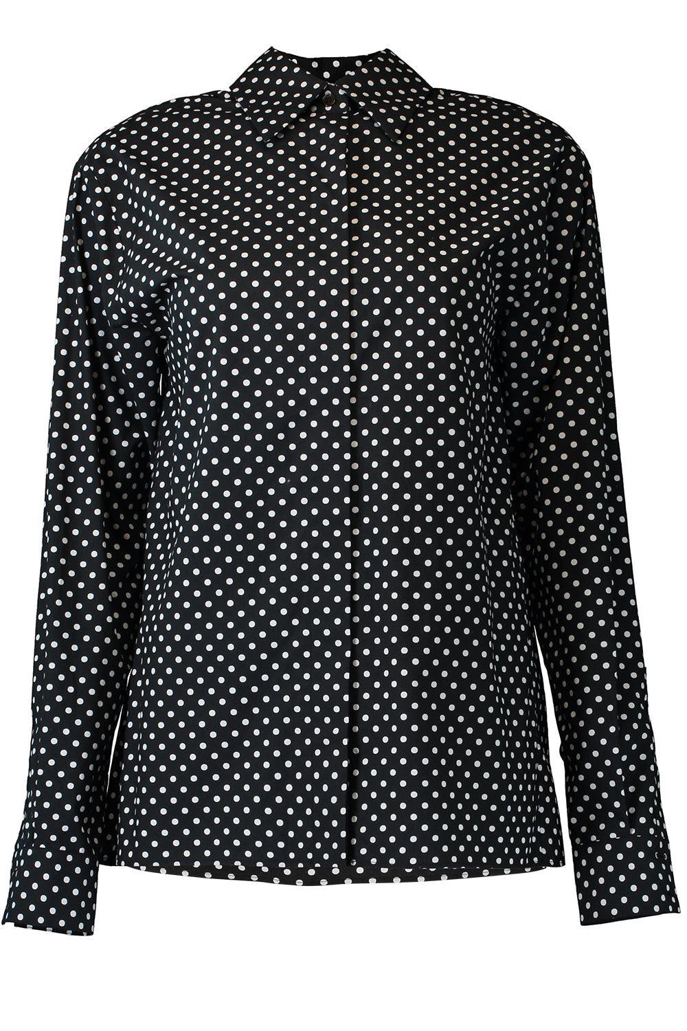 Katia Button Front Shirt-BLACK-2-CLOTHINGTOPBLOUSE-MICHAEL KORS COLLECTION