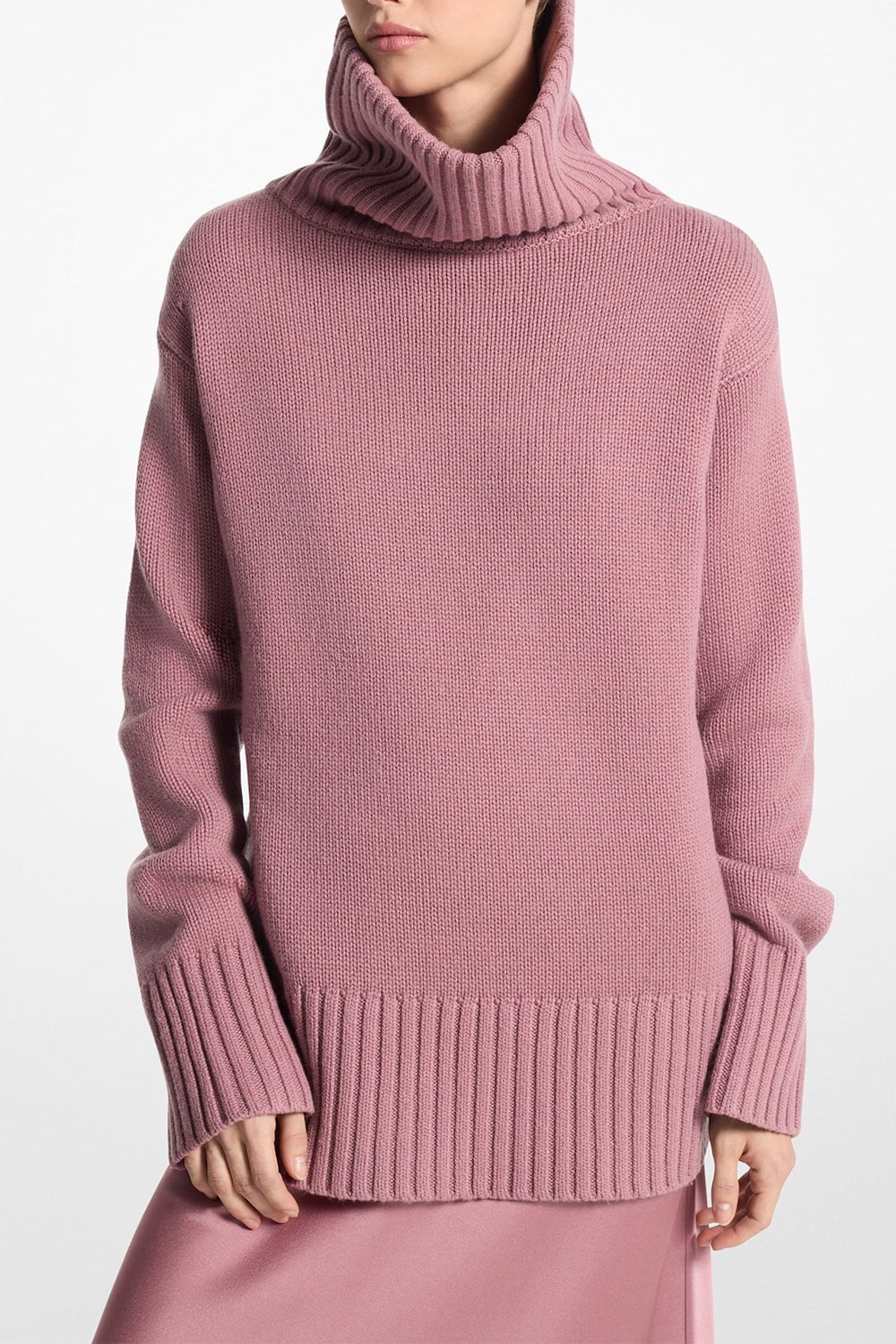 MICHAEL KORS-Oversized Turtleneck Pullover - Mauve-